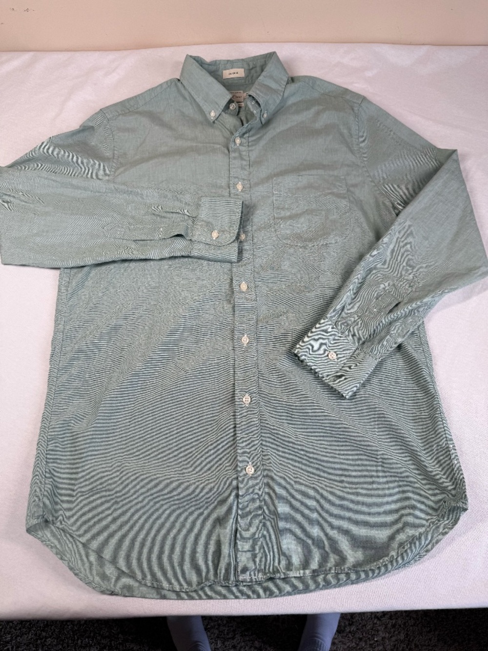 J. Crew Men's Button Up Long Sleeve 100% Cotton Shirt Size Medium - Green